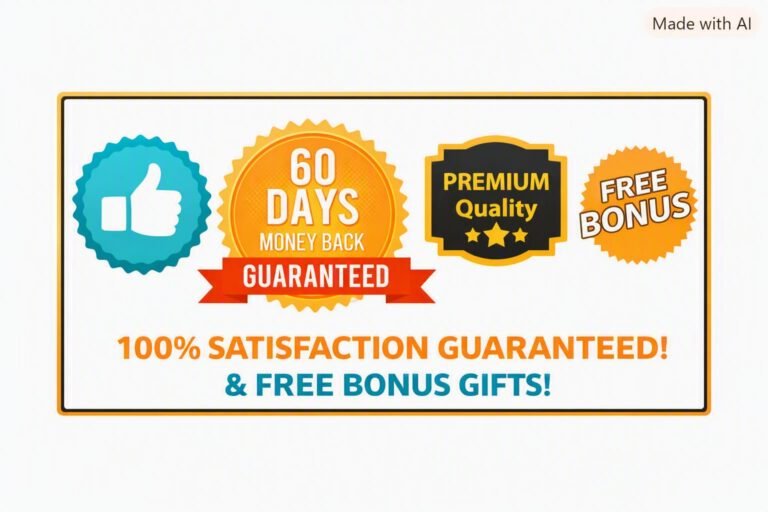 60 Days Money Back Guaranteed, Premium Quality, Free Bonus,